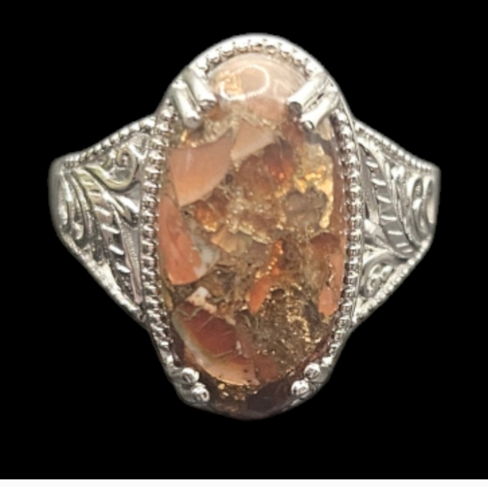 Fire Opal Matrix Ring - Picture 2 of 6